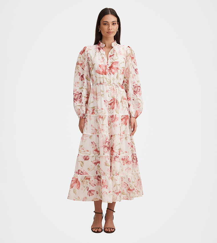 JESSIE Floral Balloon Sleeves Midi Dress
