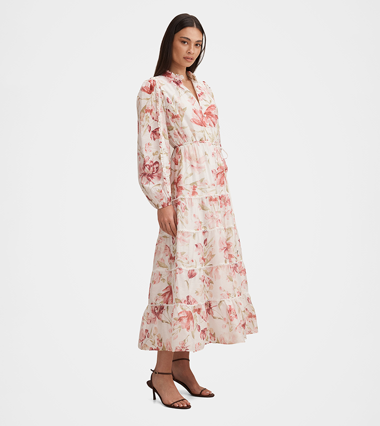 JESSIE Floral Balloon Sleeves Midi Dress