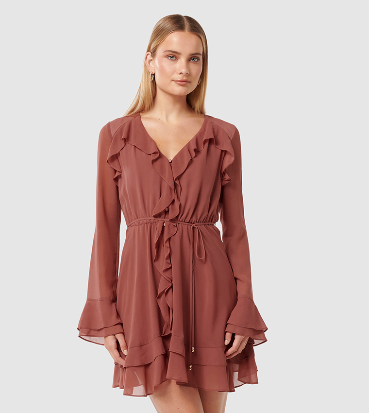 PIPER Ruffle Detail Long Sleeves Mini Dress