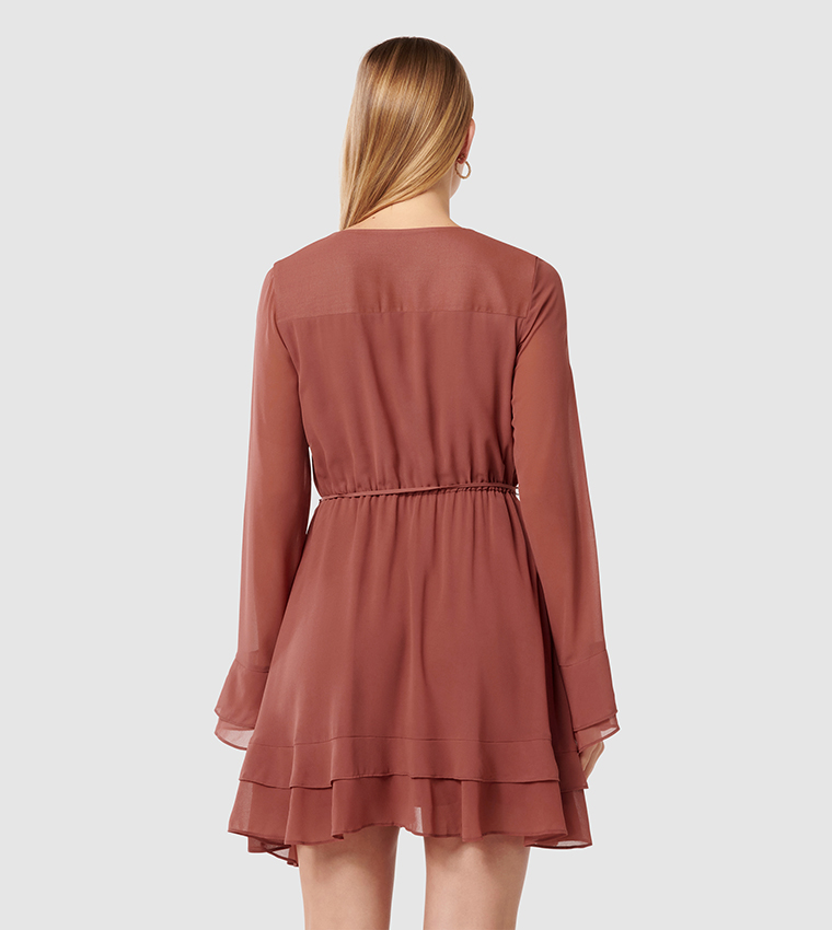 PIPER Ruffle Detail Long Sleeves Mini Dress