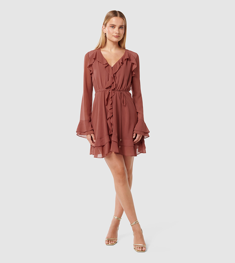 PIPER Ruffle Detail Long Sleeves Mini Dress