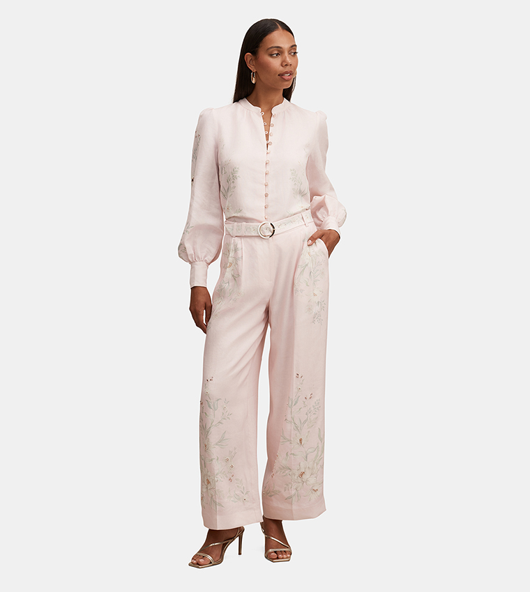 FN PARKER Embroidered Palazzo Pants