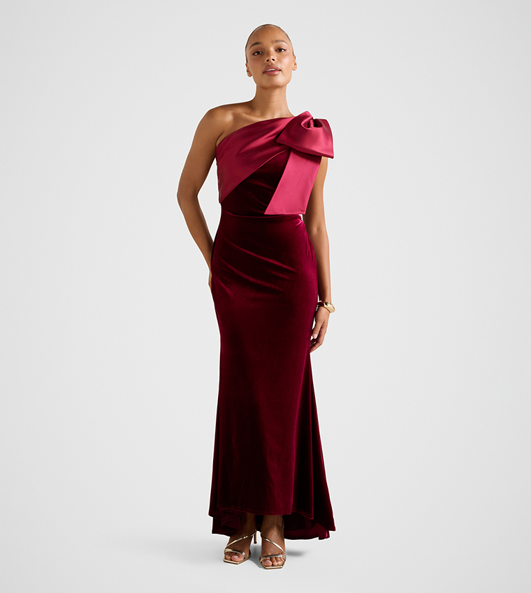 DELTA Velvet Bow Maxi Dress
