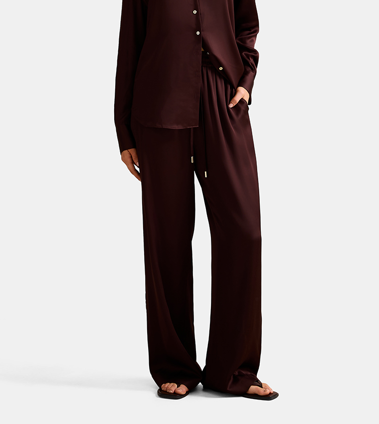 FN JENNA Drawstring Waist Wide-Leg Pants