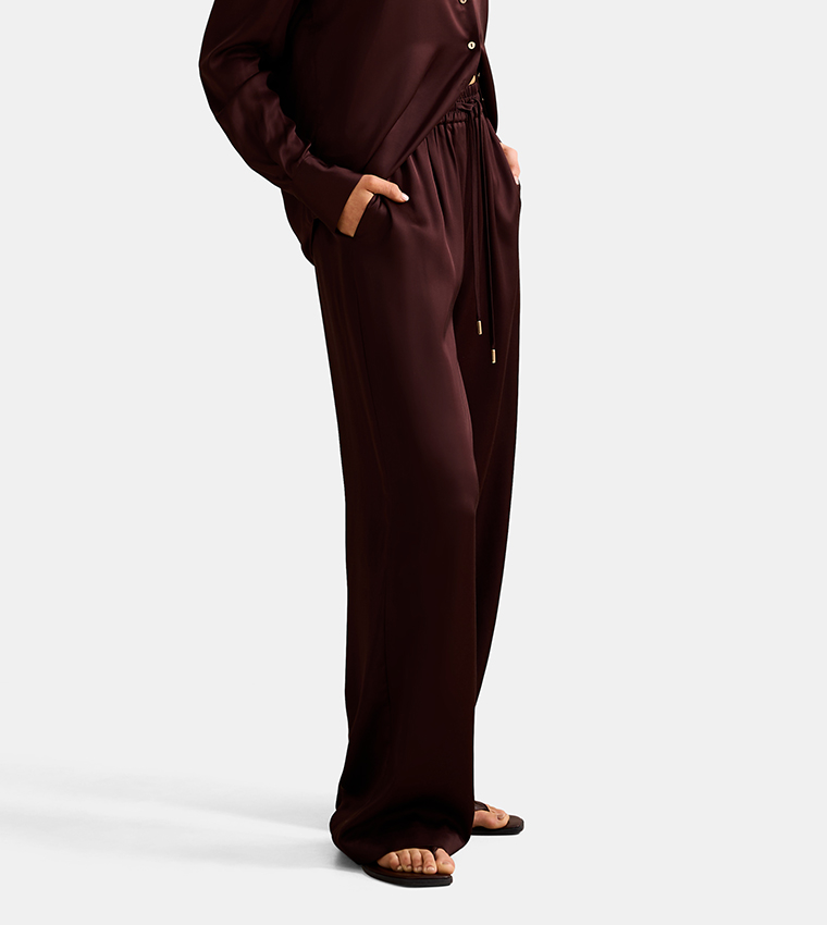 FN JENNA Drawstring Waist Wide-Leg Pants