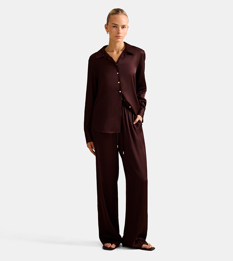 FN JENNA Drawstring Waist Wide-Leg Pants