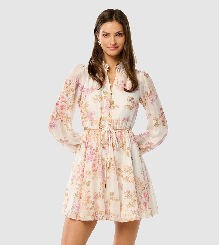 FN RHYS Floral Printed Long Sleeves Mini Dress