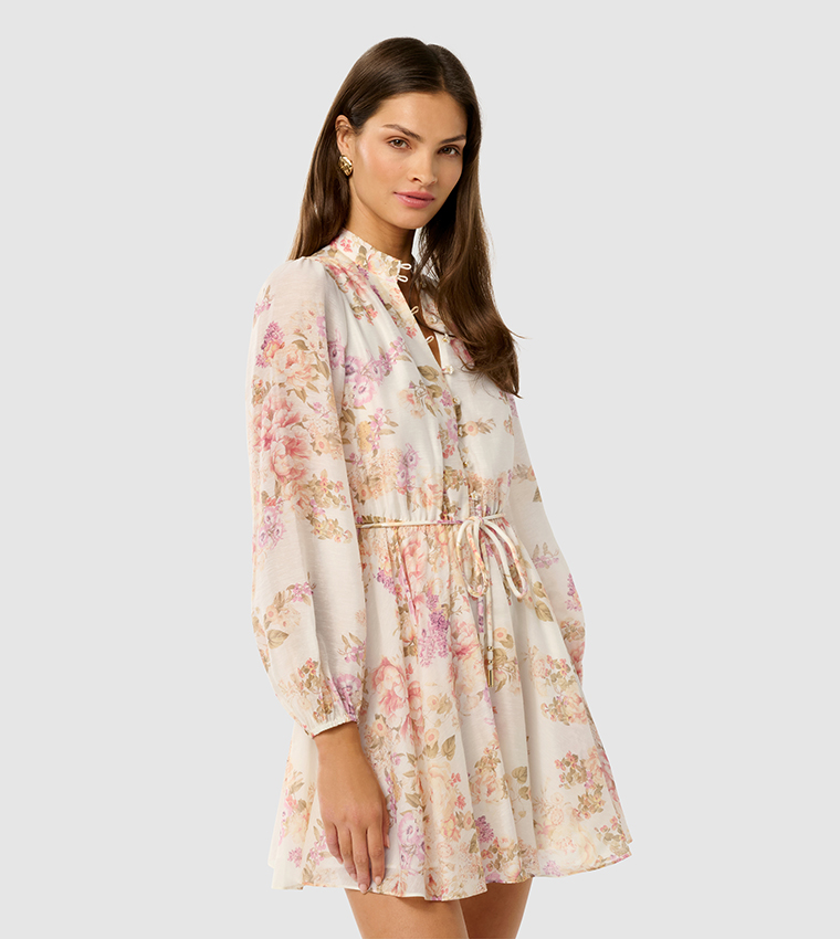 FN RHYS Floral Printed Long Sleeves Mini Dress