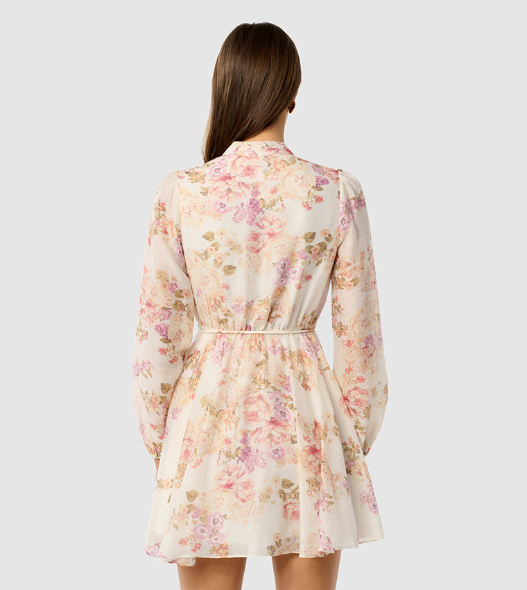 FN RHYS Floral Printed Long Sleeves Mini Dress