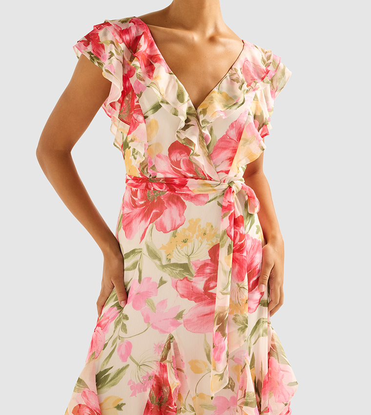 FN NAYA Printed Ruffle Maxi Dress