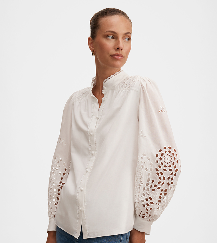 SUTTON Embroidered Detail Top