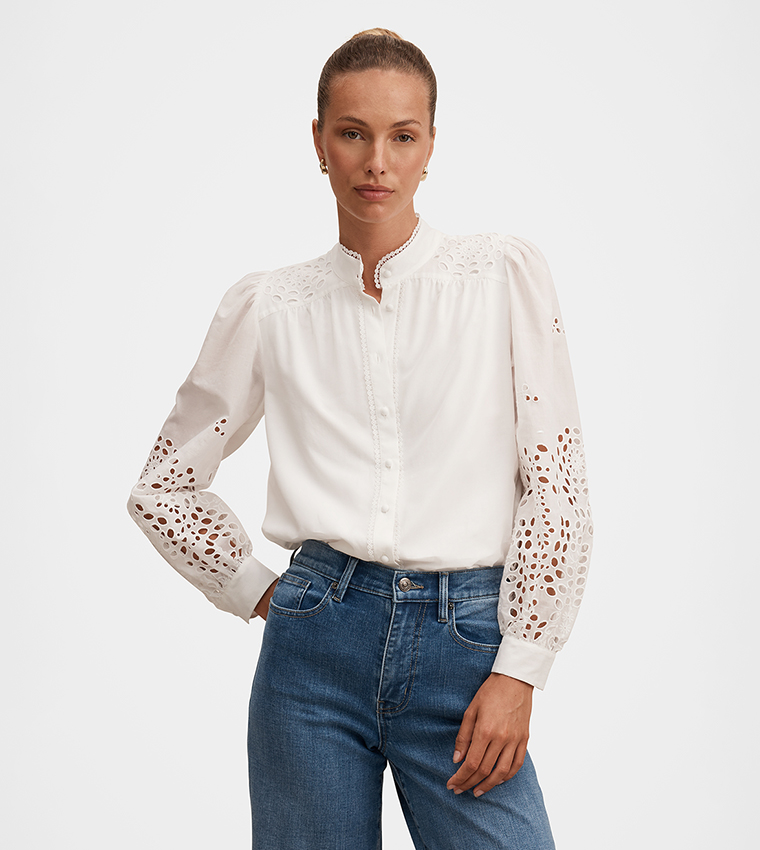 SUTTON Embroidered Detail Top