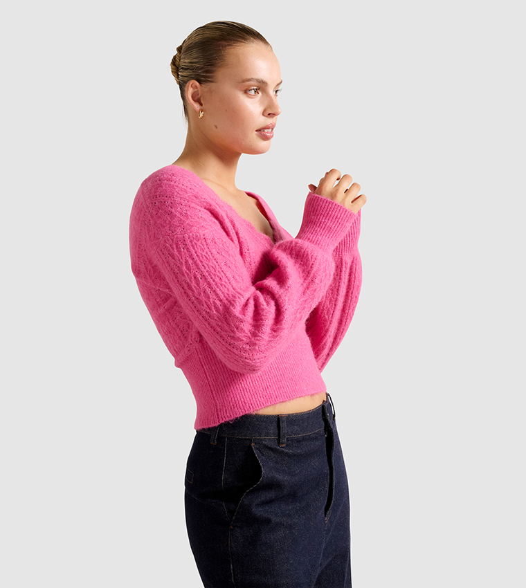 FN KYLIE Cable Skit V-Neck Sweater