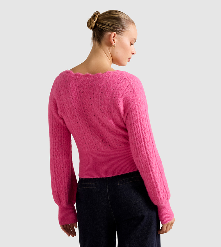 FN KYLIE Cable Skit V-Neck Sweater