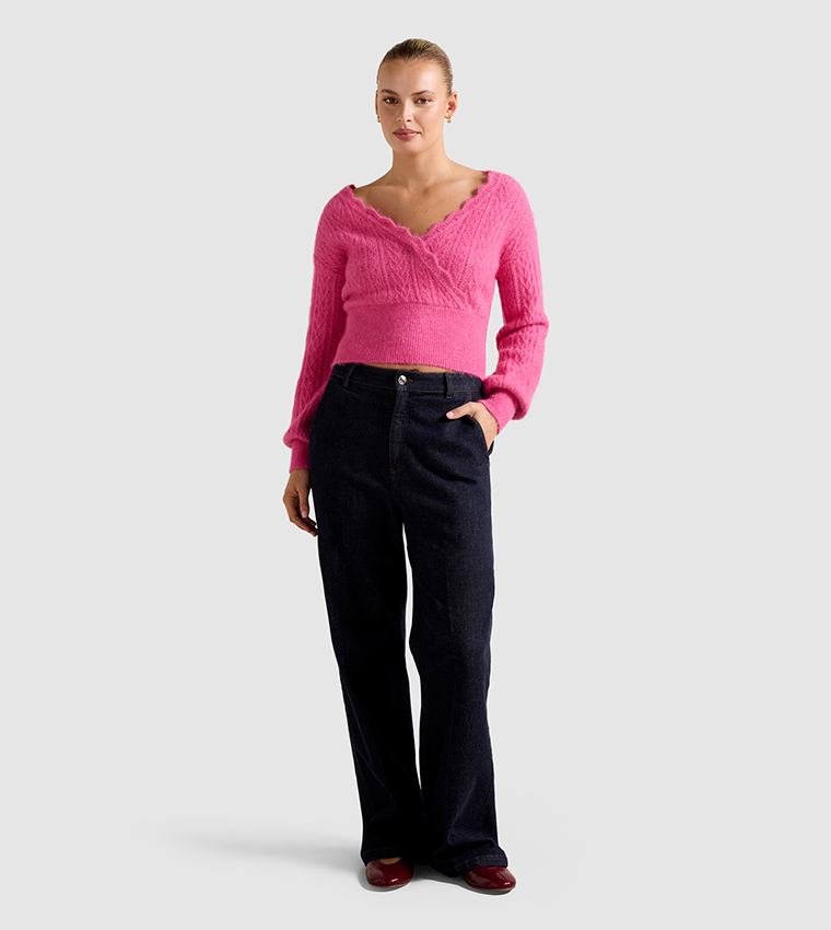 FN KYLIE Cable Skit V-Neck Sweater