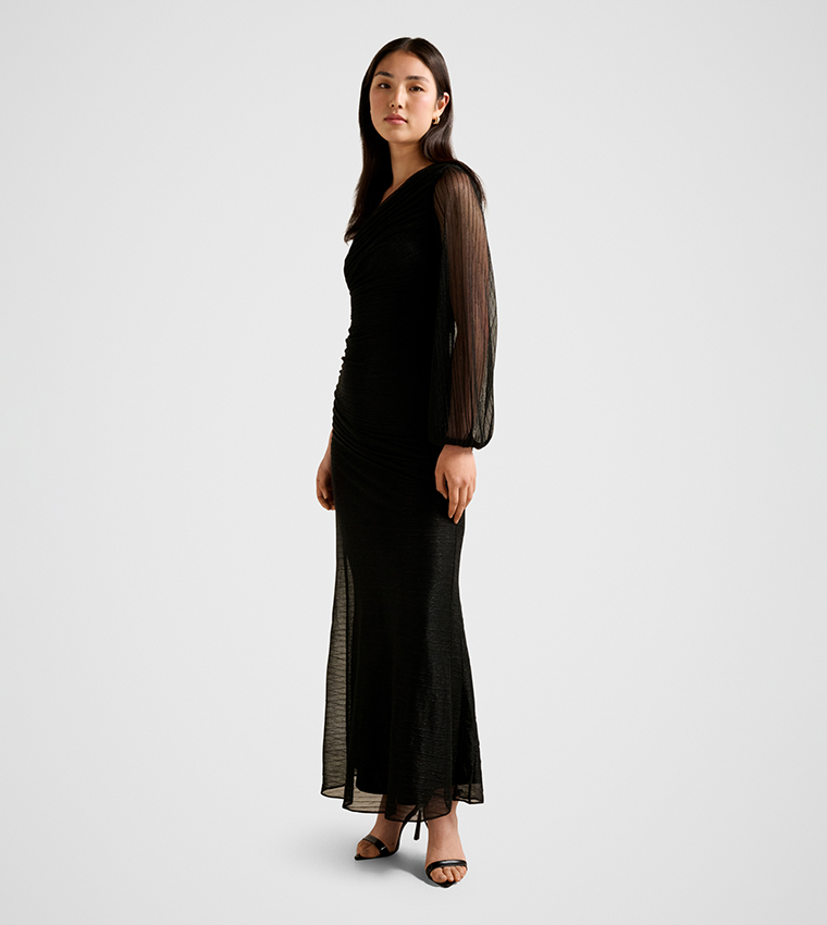 FN NAHLA One Shoulder Plisse Maxi Dress