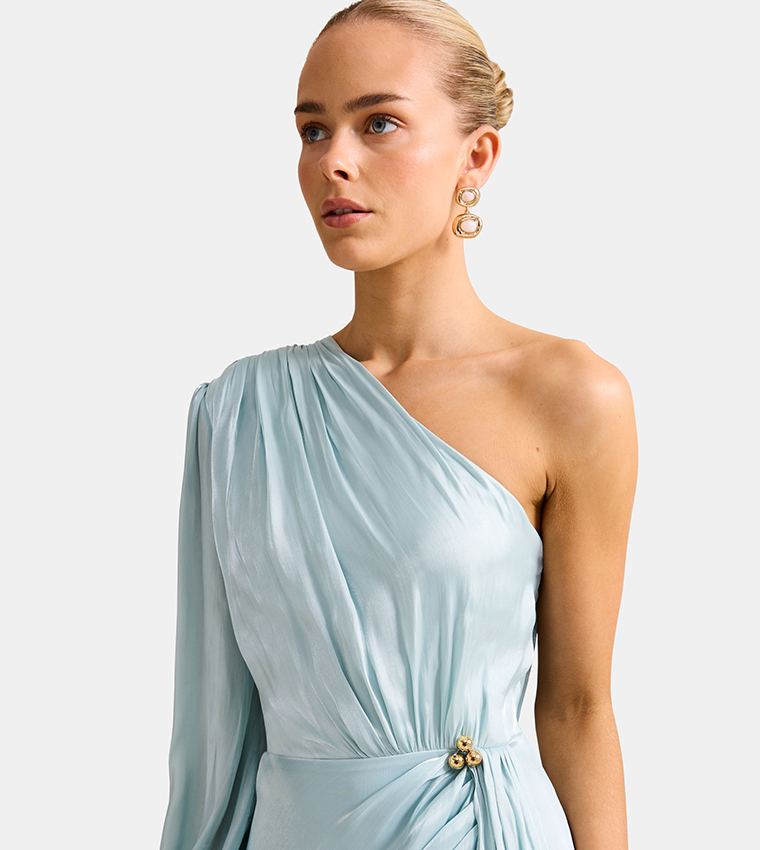 FN NEVE One Shoulder Draped Evening Dress