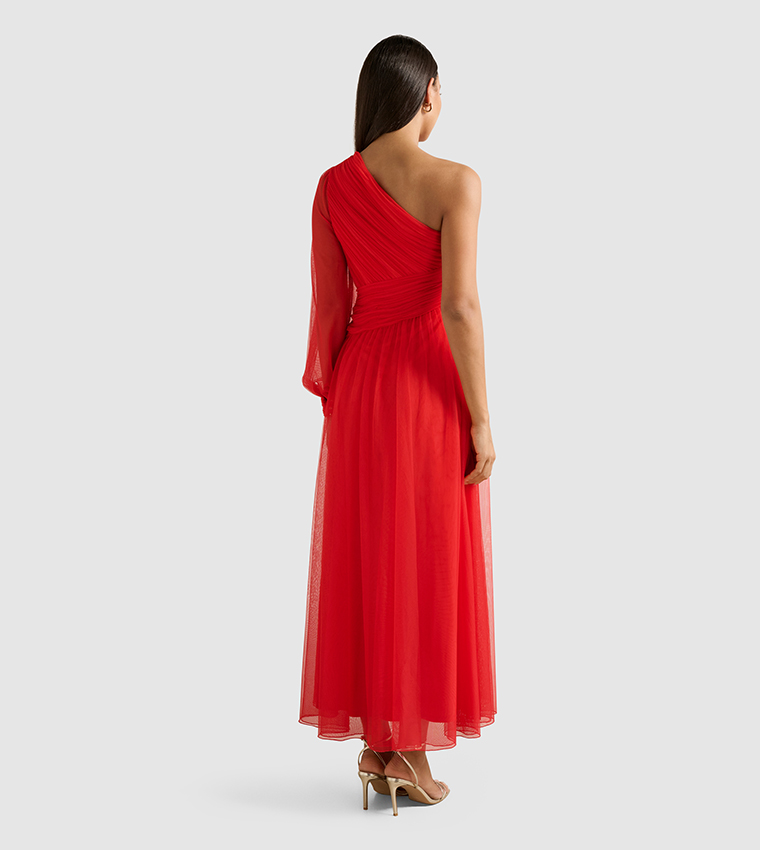 JENNIFER One Shoulder Tulle Maxi Dress