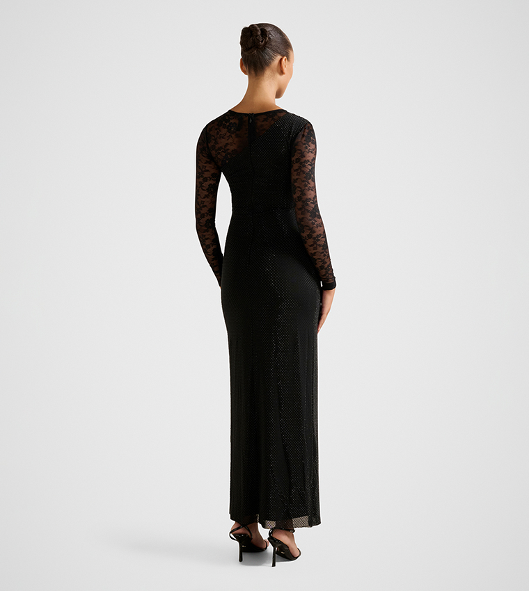 FN NATALIE Heatseal Lace Maxi Dress