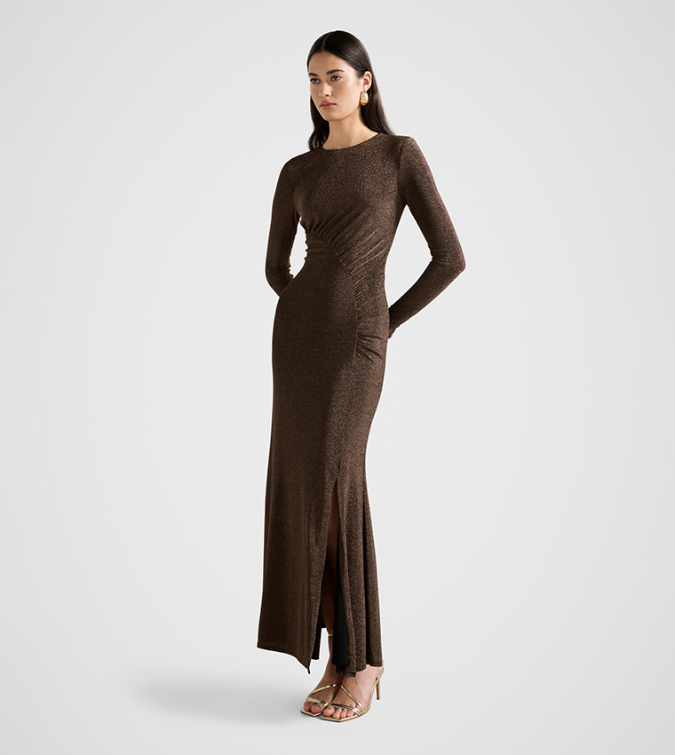 FARRAH Glitter Draped Maxi Dress