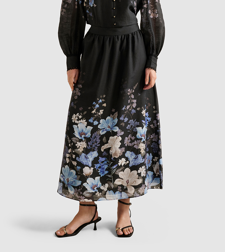 FN LIZZY Placement Printed Midi Skirt