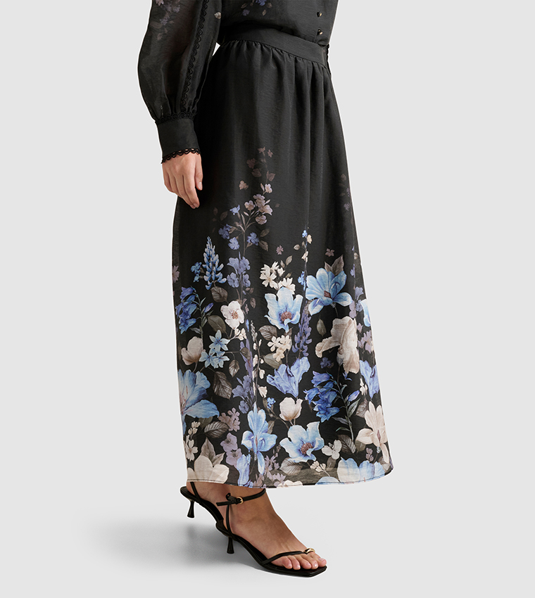 FN LIZZY Placement Printed Midi Skirt
