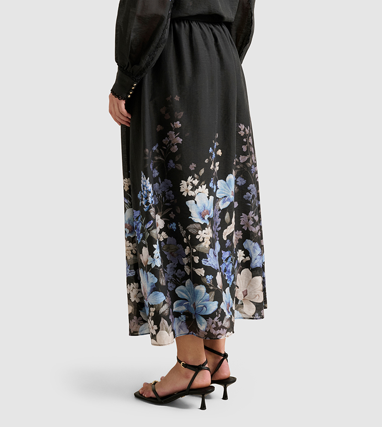 FN LIZZY Placement Printed Midi Skirt