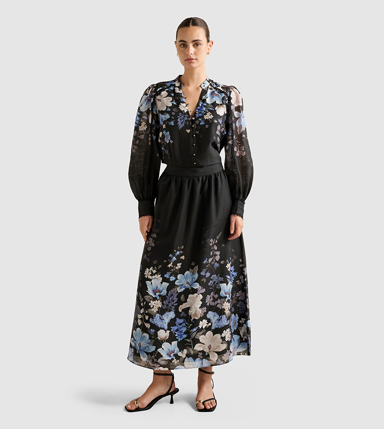FN LIZZY Placement Printed Midi Skirt