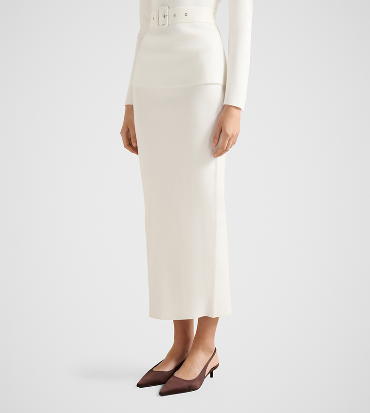 FN ARABELLA Ribbed Knit Midi Skirt