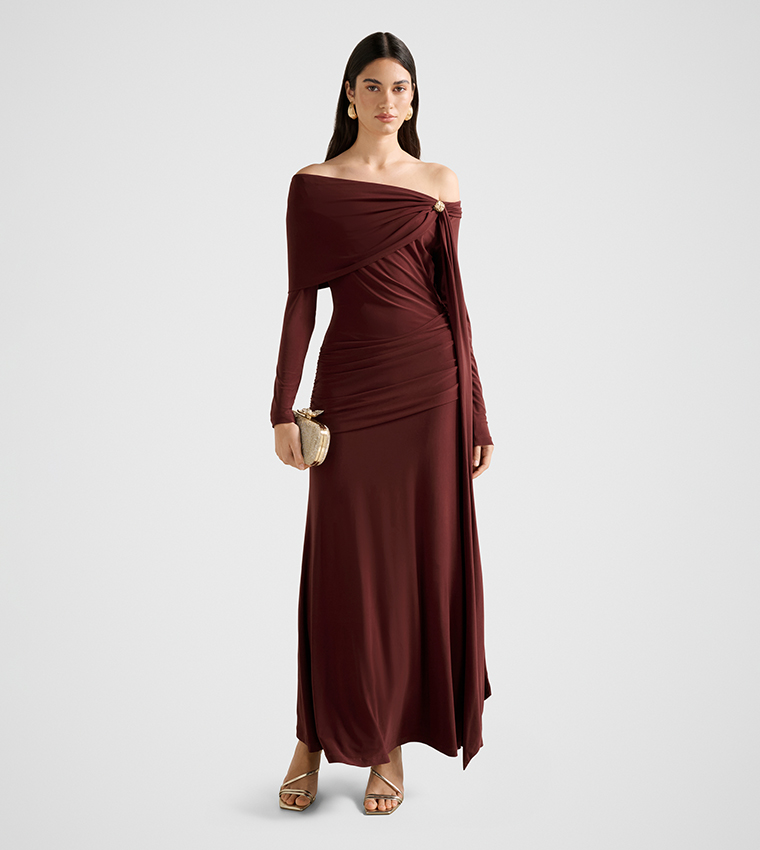 JOCELYN Jersey Draped Maxi Dress