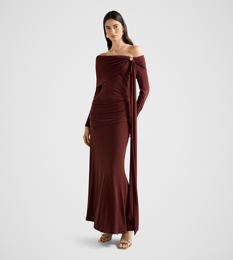 JOCELYN Jersey Draped Maxi Dress