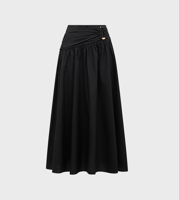 DOTTIE Solid Metal Detail Maxi Skirt