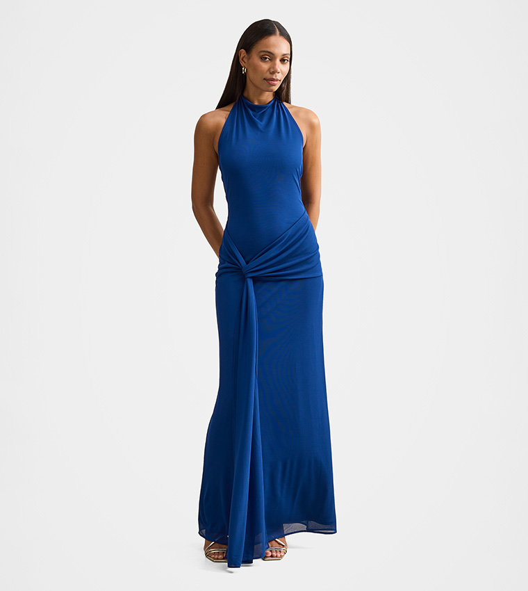 FN ABBY Halterneck Mesh Maxi Dress
