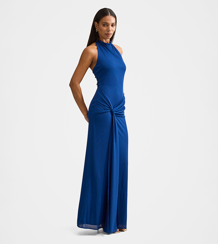 FN ABBY Halterneck Mesh Maxi Dress