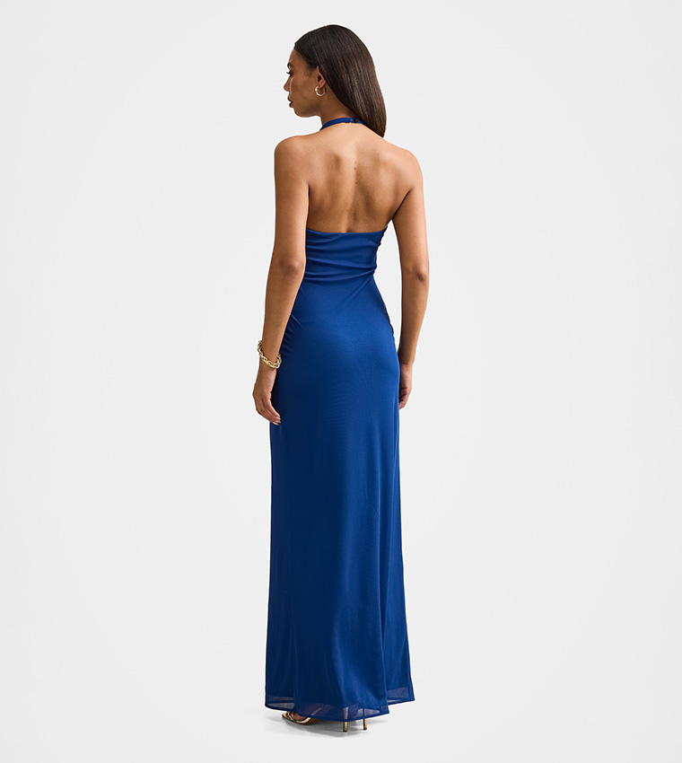 FN ABBY Halterneck Mesh Maxi Dress