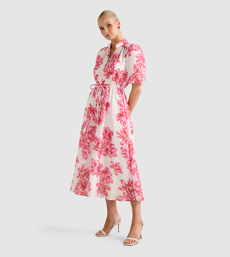 MACEY Floral Printed Midi Dress