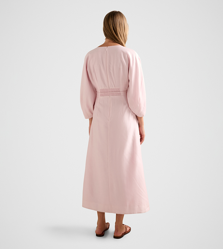 SCARLETT Solid Cocoon Sleeves Midi Dress