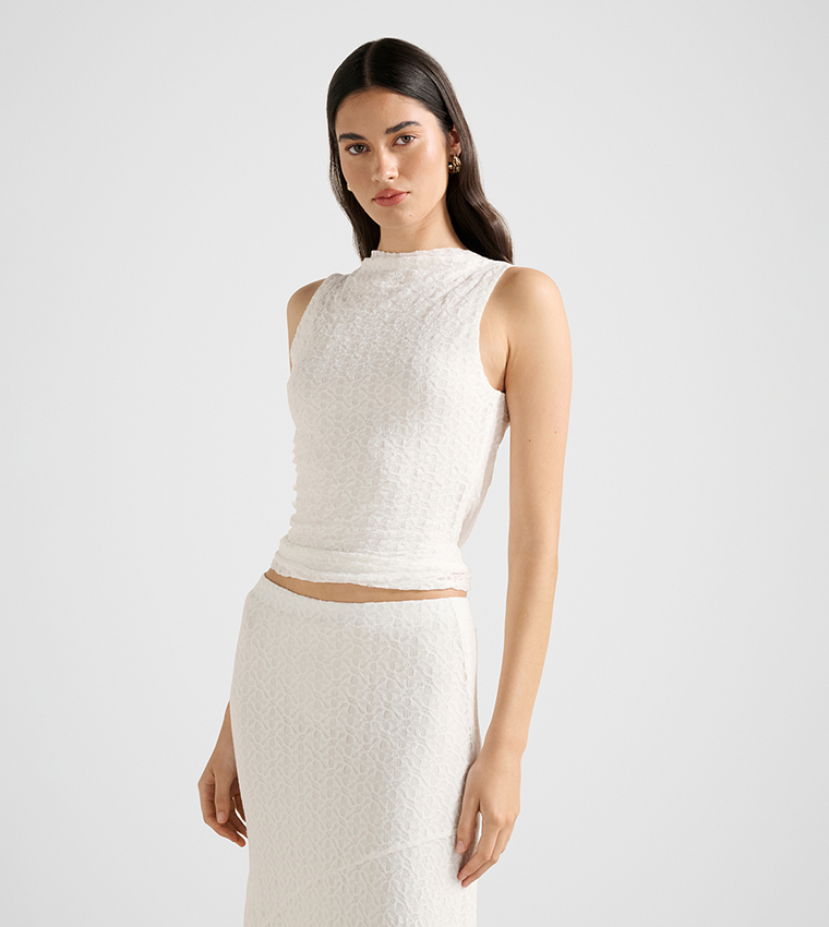 FN TAHLIA Textured Lace Sleeveless Top