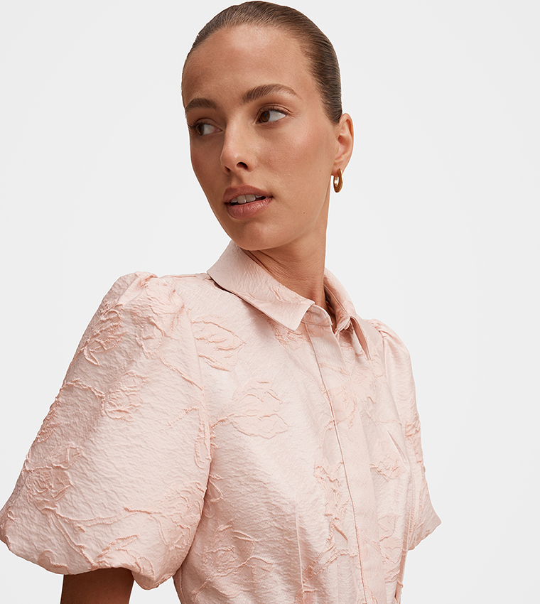 FN JILL Jacquard Shirt Maxi Dress