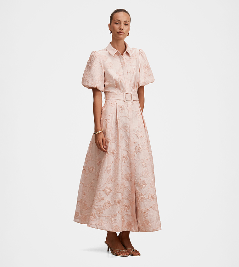 FN JILL Jacquard Shirt Maxi Dress