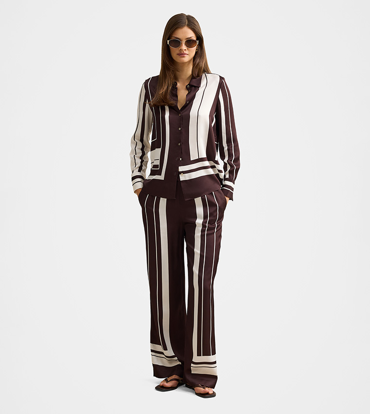 FN MABEL Elastic Waist Wide Leg Pants