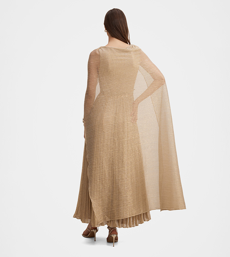FN AGNES Cape Plisse Maxi Dress