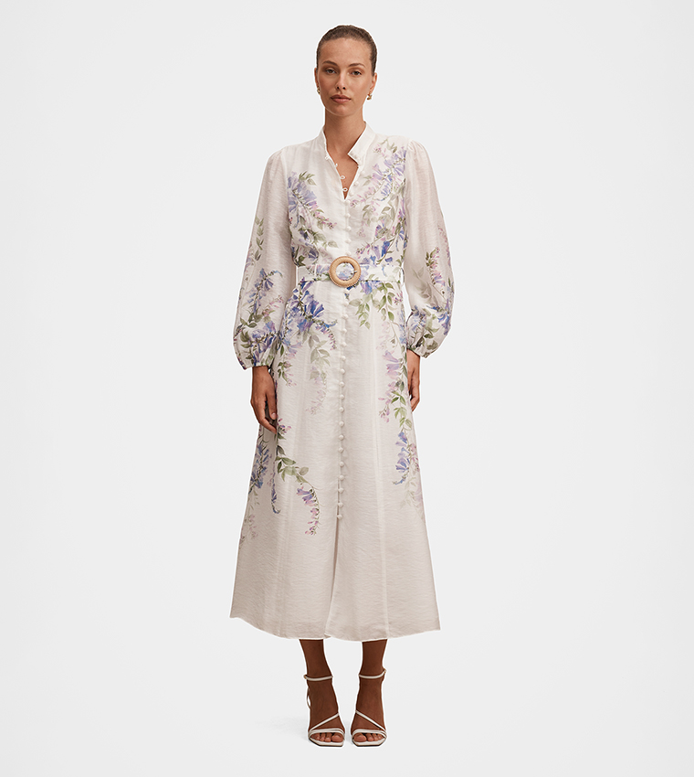 FN SHERIDAN Placement Print Midi Dress