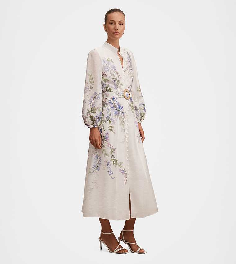 FN SHERIDAN Placement Print Midi Dress