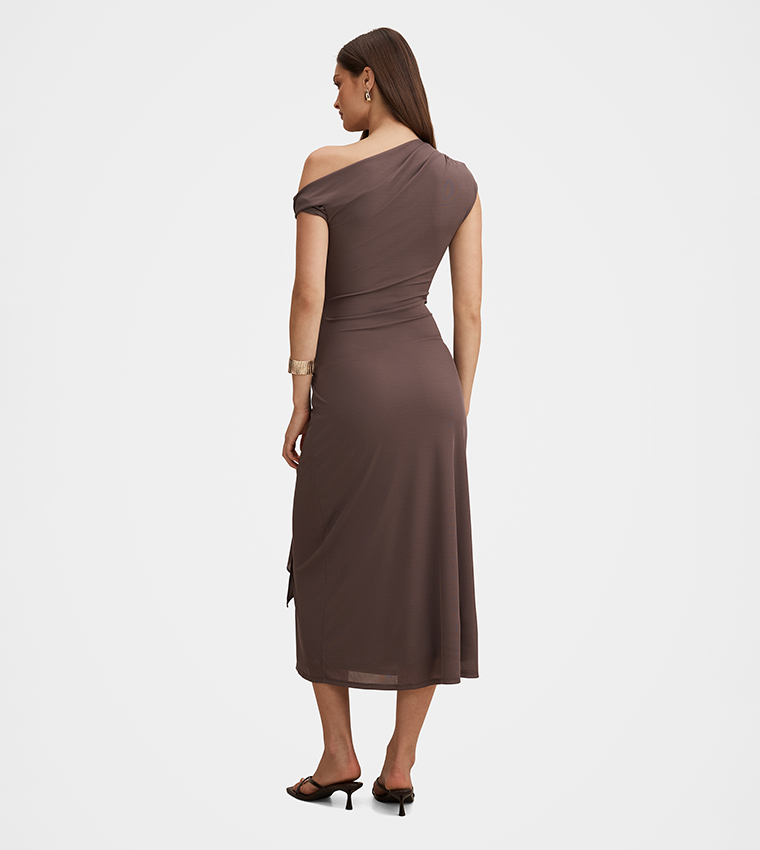 FN PIPER Draped Tie Detail Midi Dress