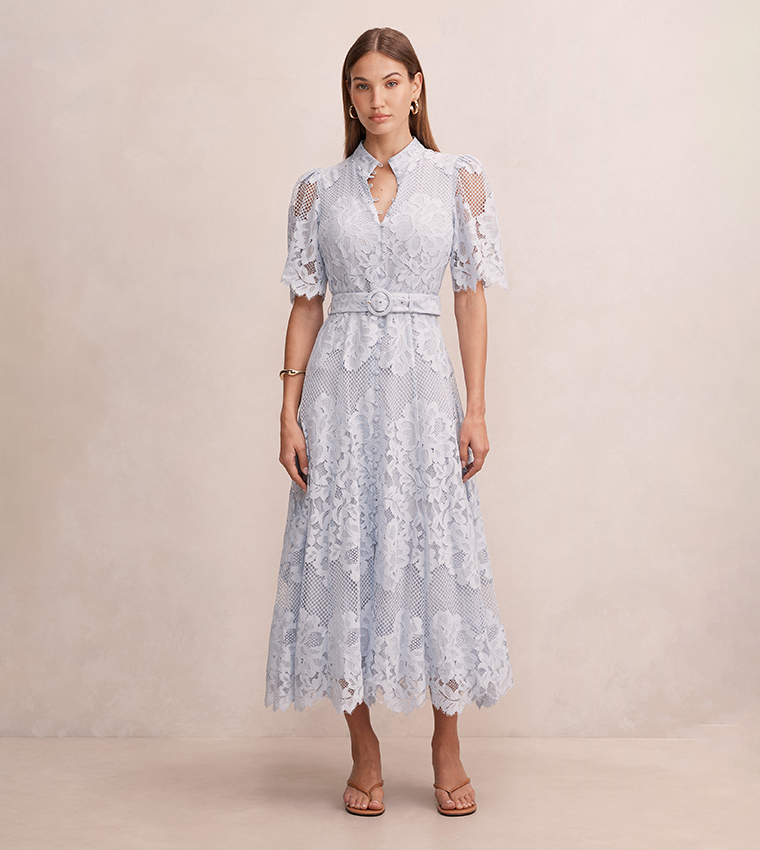 LIBERTY Lace Flared Sleeves Midi Dress