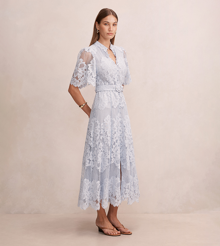 LIBERTY Lace Flared Sleeves Midi Dress