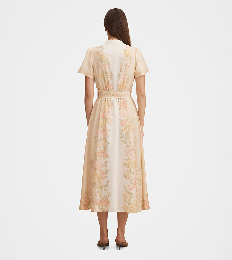 FN CHIARA Flutter Sleeves Midi Dress