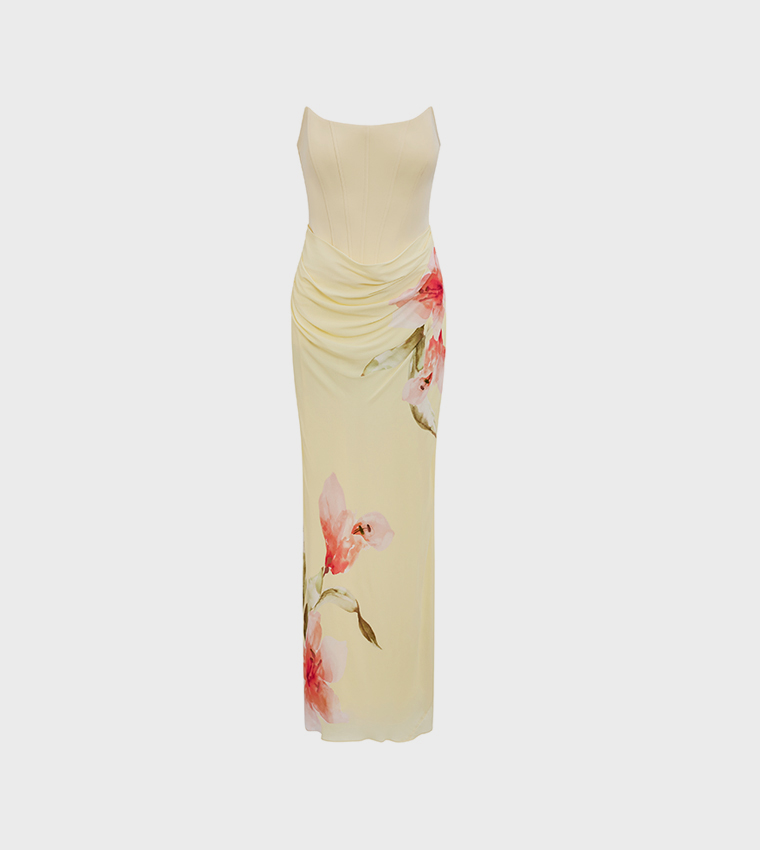 ISRA Printed Strappy Maxi Dress