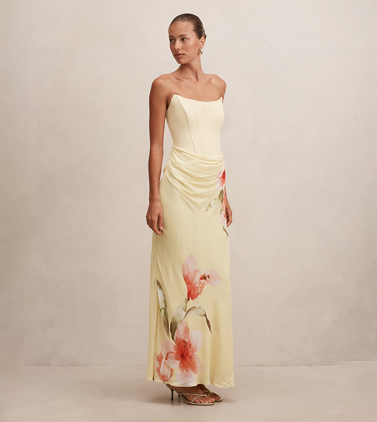 ISRA Printed Strappy Maxi Dress